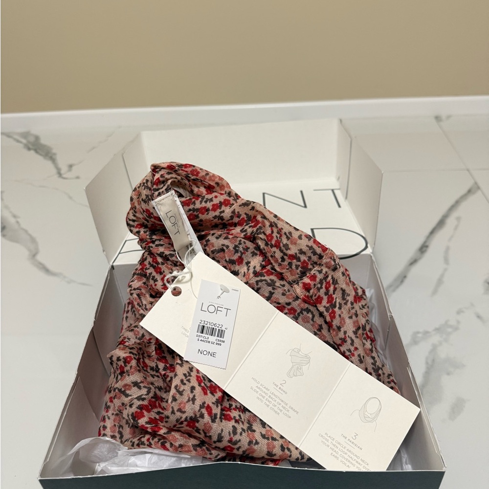 LOFT Floral Lightweight Scarf in Pink and Red